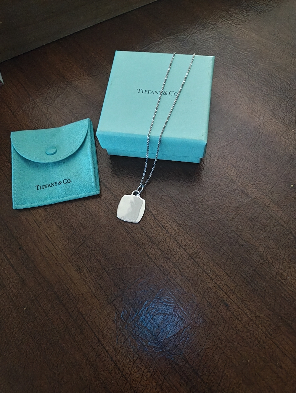 Tiffany & Co. Cushion Tag Necklace with Tiffany Blue Box